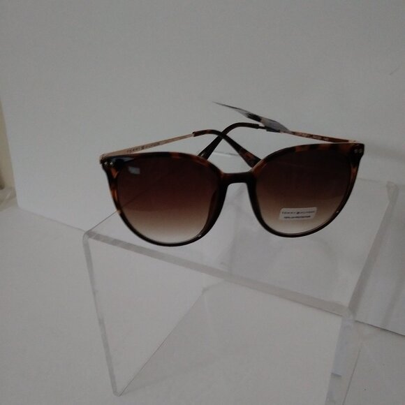 Tommy Hilfiger Dream Round Keyhole Sunglasses Brown Tortoise Frame Gray Gradient - Picture 1 of 13